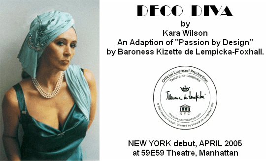 Kara Wilson in Deco Diva – a portrayal of the artist Tamara de Lempicka in words, music and oil paint